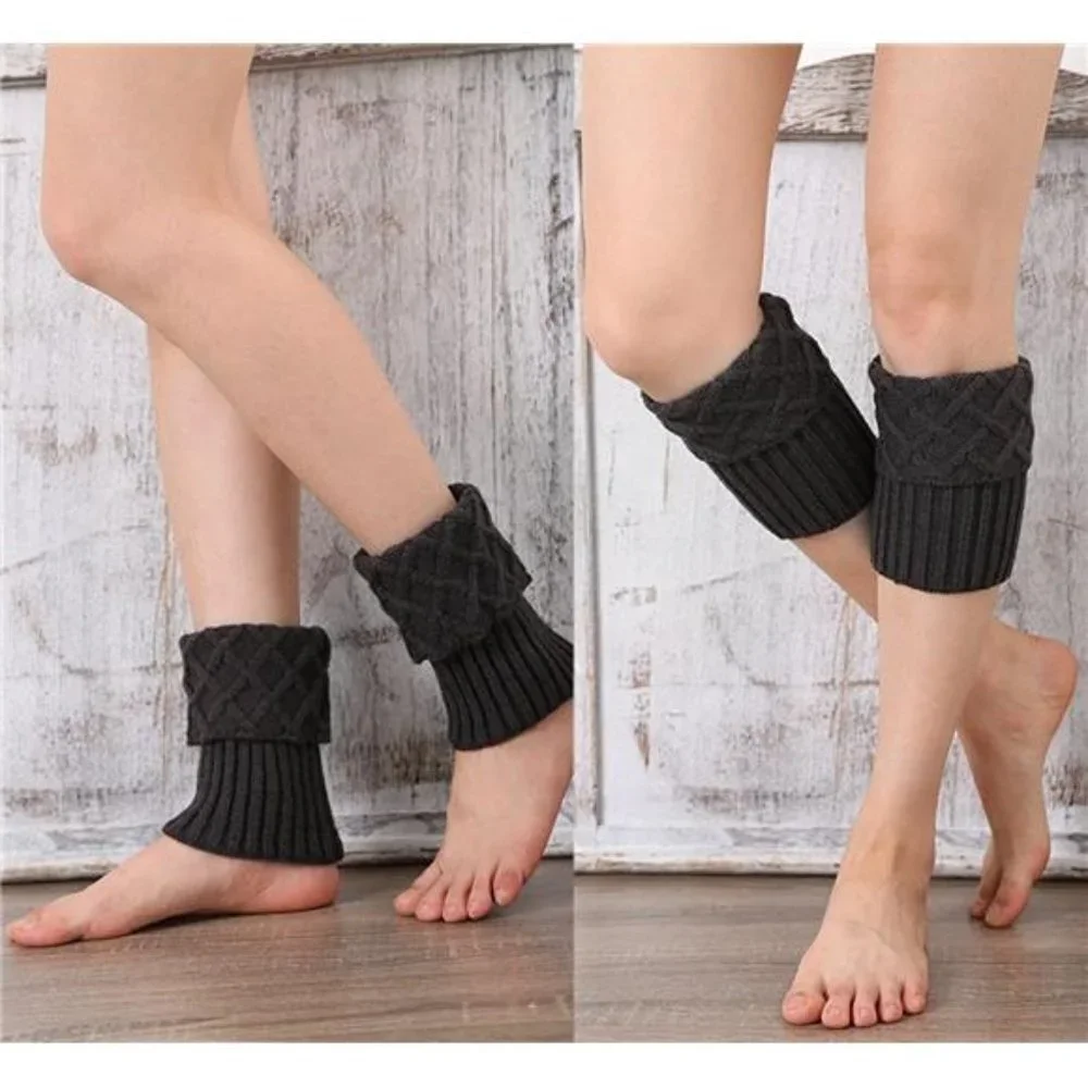 2 Pairs Women's Boot Cuffs Winter Short Cable Knit Leg Warmers Boot Socks Gifts